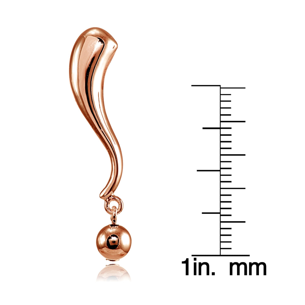 Rose Gold Flashed Sterling Silver Polished Elongated Curved Bead Drop Dangle Earrings-4
