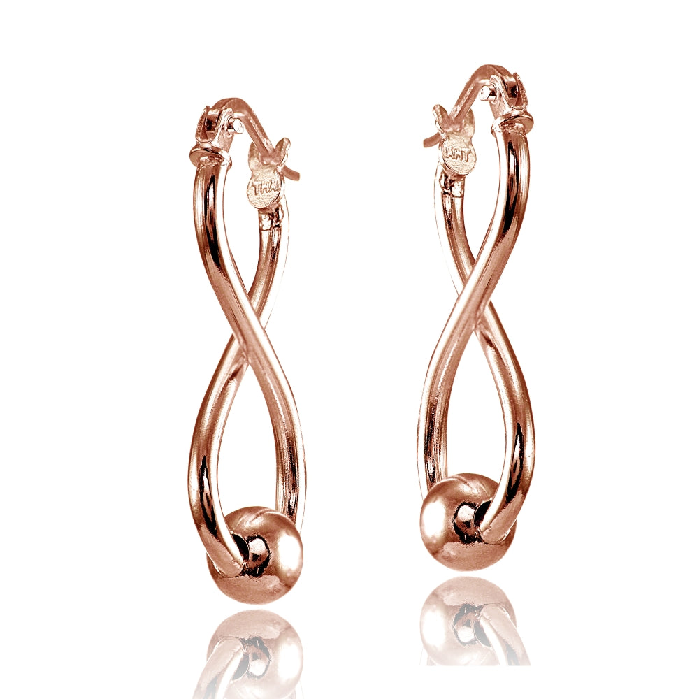 Rose Gold Flashed Sterling Silver Infinity Figure Eight Bead Drop Earrings-2