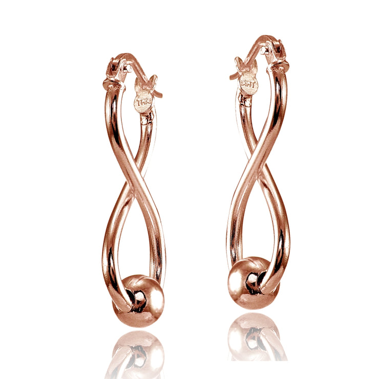 Rose Gold Flashed Sterling Silver Infinity Figure Eight Bead Drop Earrings