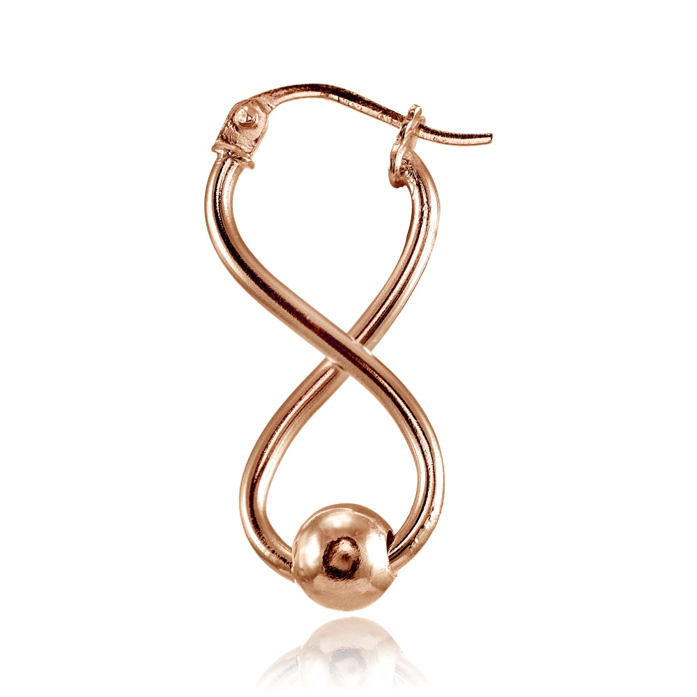 Rose Gold Flashed Sterling Silver Infinity Figure Eight Bead Drop Earrings-3