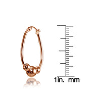 Rose Gold Flashed Sterling Silver Polished Beaded 18mm Hoop Earrings