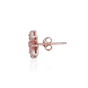 Rose Gold Flashed Sterling Silver Cubic Zirconia Flower Stud Earrings