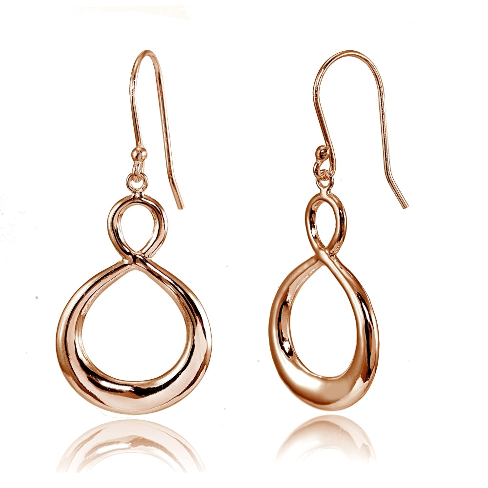 Rose Gold Flashed Sterling Silver Infinity Figure 8 Dangle Earrings