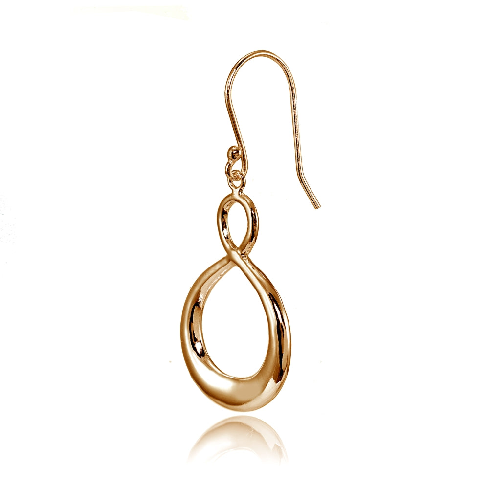 Rose Gold Flashed Sterling Silver Infinity Figure 8 Dangle Earrings-2