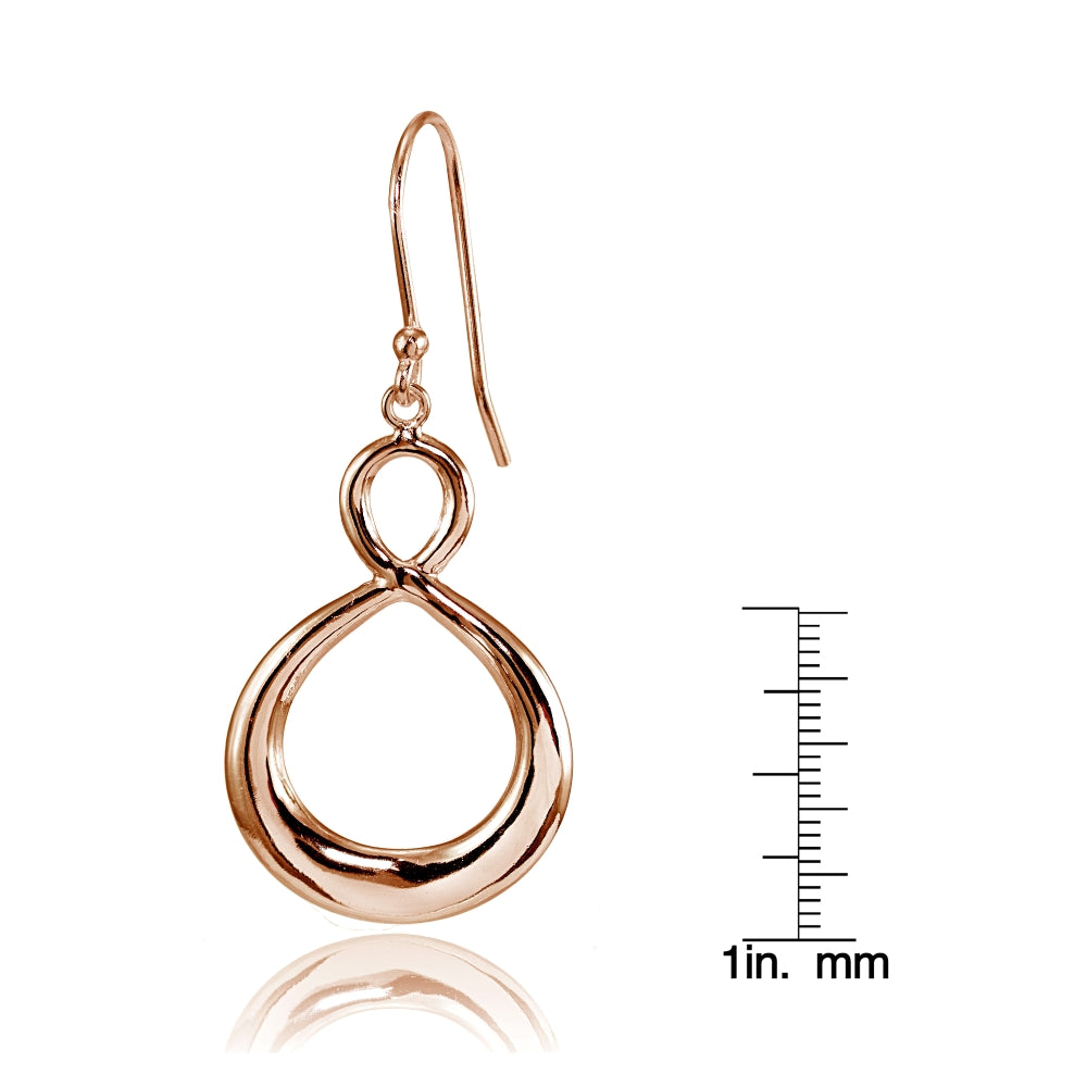 Rose Gold Flashed Sterling Silver Infinity Figure 8 Dangle Earrings-3