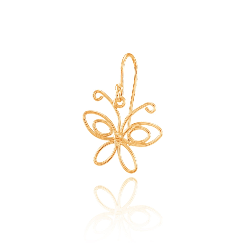 Gold Flashed Sterling Silver Open Butterfly Lightweight  Dangle Earrings-3