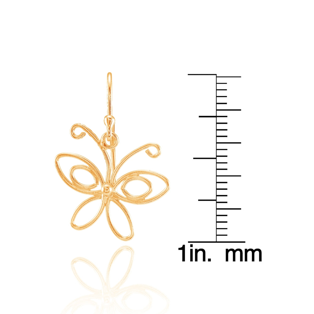 Gold Flashed Sterling Silver Open Butterfly Lightweight  Dangle Earrings-4