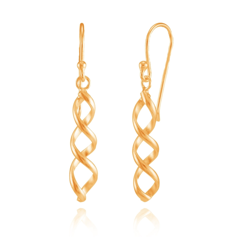 Rose Gold Flashed Sterling Silver Spiral Lightweight  Dangle Drop Earrings