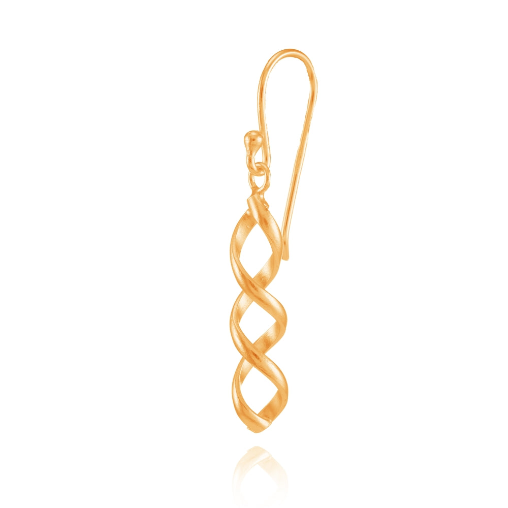 Rose Gold Flashed Sterling Silver Spiral Lightweight  Dangle Drop Earrings-3