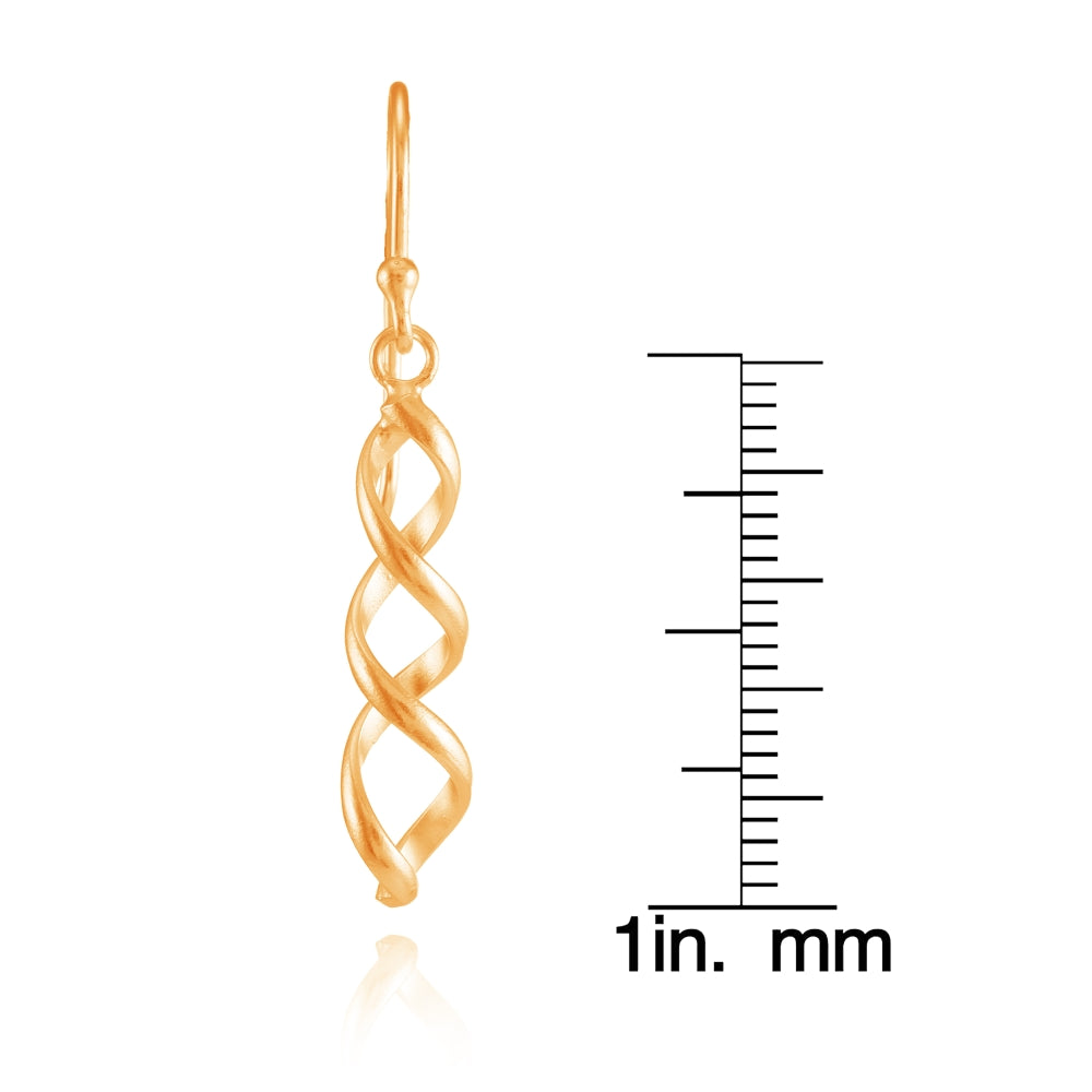 Rose Gold Flashed Sterling Silver Spiral Lightweight  Dangle Drop Earrings-4
