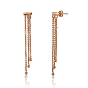Rose Gold Flashed Sterling Silver Dainty Beads Chain Drop Dangle Earrings