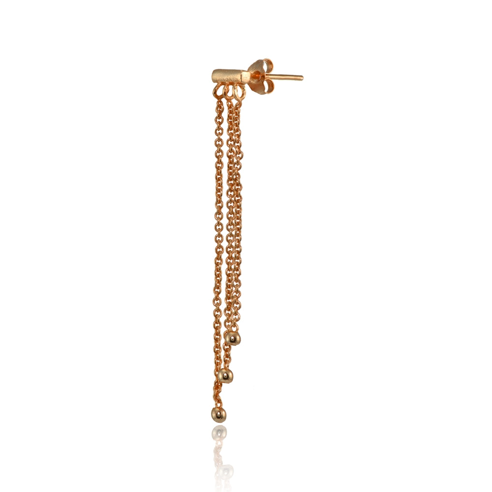 Rose Gold Flashed Sterling Silver Dainty Beads Chain Drop Dangle Earrings-3