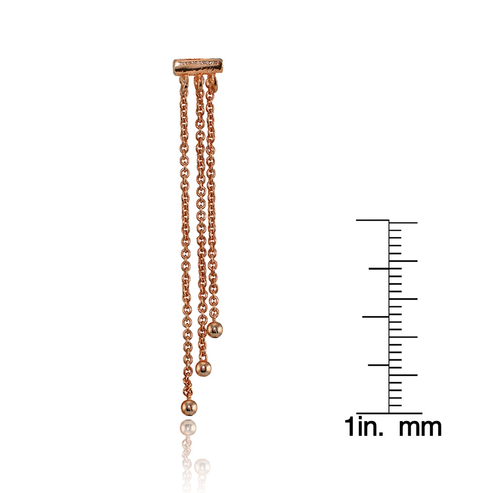 Rose Gold Flashed Sterling Silver Dainty Beads Chain Drop Dangle Earrings-4
