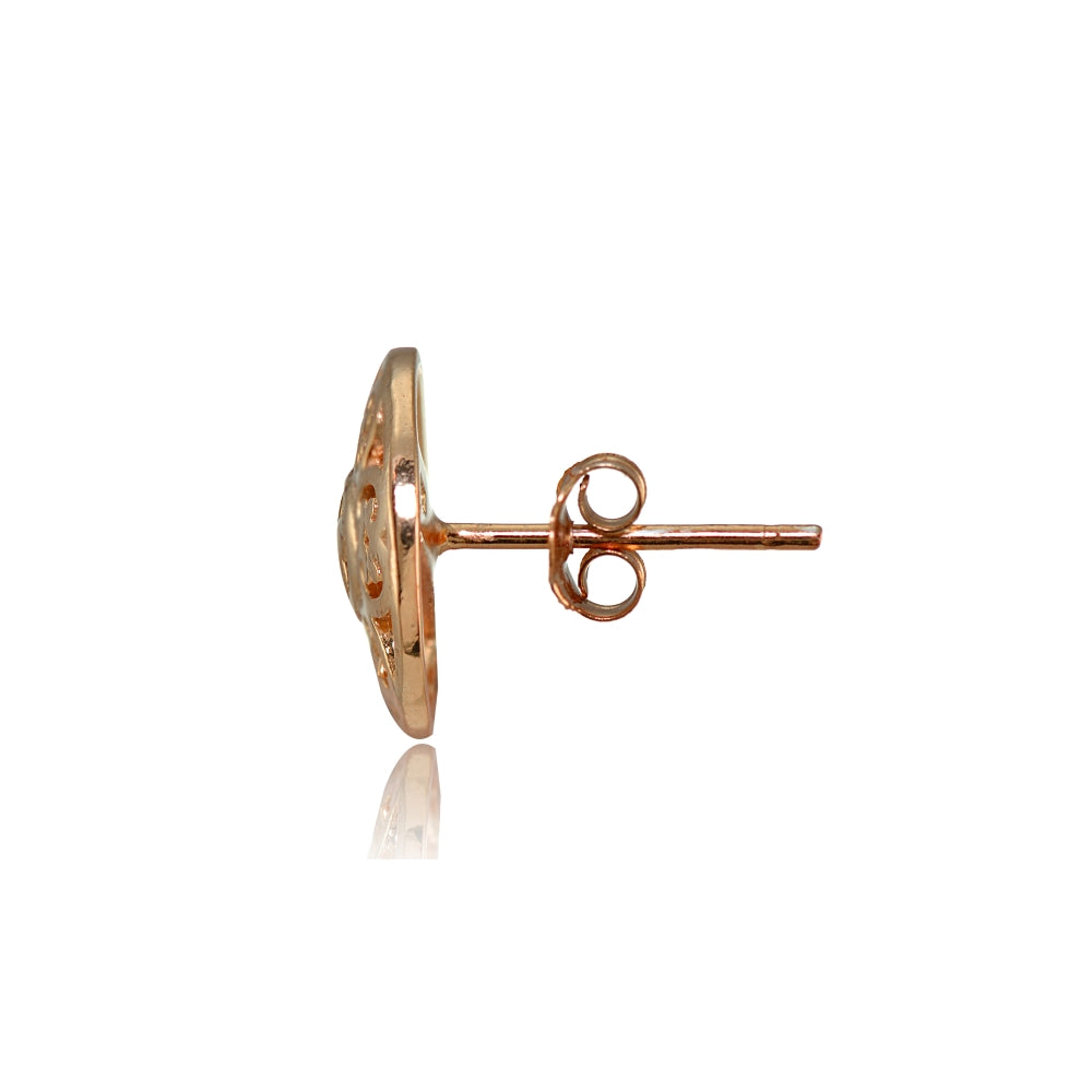 Rose Gold Flashed Sterling Silver Vintage Round Filigree Stud Earrings-3