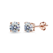 Rose Gold Flashed Sterling Silver 5mm Clear Stud Earrings created with Swarovski Crystals