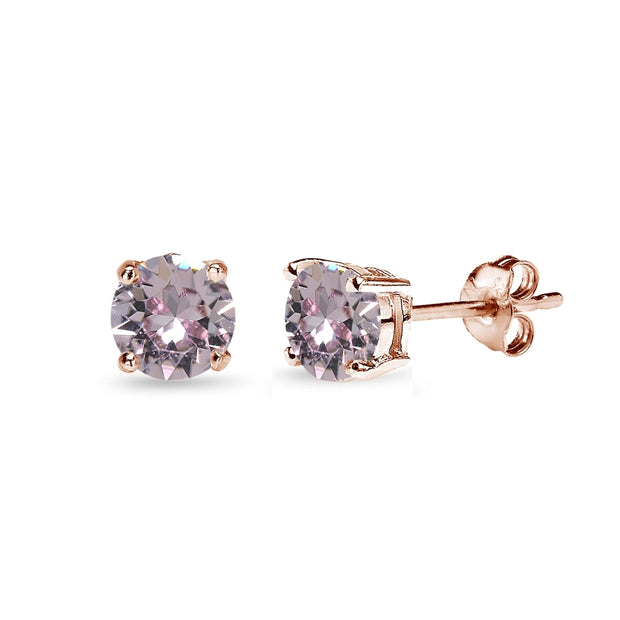 Rose Gold Flashed Sterling Silver 5mm Pink Stud Earrings created with Swarovski Crystals