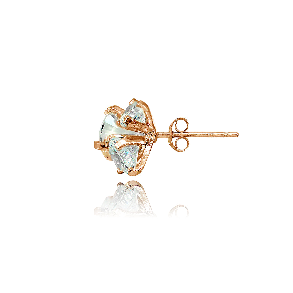 Rose Gold Flashed Sterling Silver Cubic Zirconia Round Cluster Graduated Three Stone Stud Earrings-2