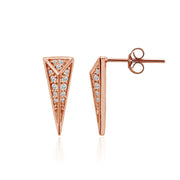 Rose Gold Flashed Sterling Silver Polished Triangle Cubic Zirconia Drop Earrings