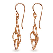 Rose Gold Flashed Sterling Silver Polished Abstract Filigree Swirls Dangle Earrings
