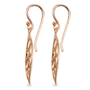 Rose Gold Flashed Sterling Silver Polished Leaf Fall Autumn Dangle Earrings