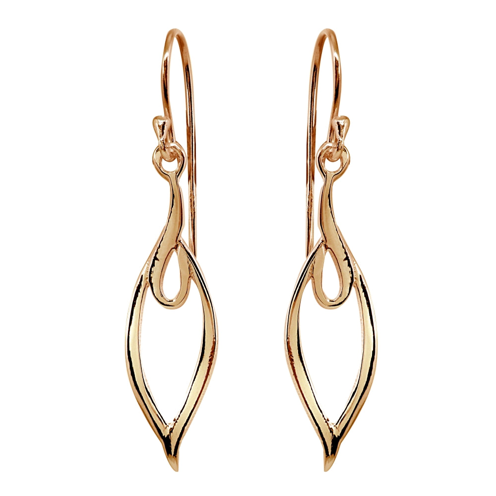 Rose Gold Flashed Sterling Silver Polished Abstract Evil Eye Dangle Earrings