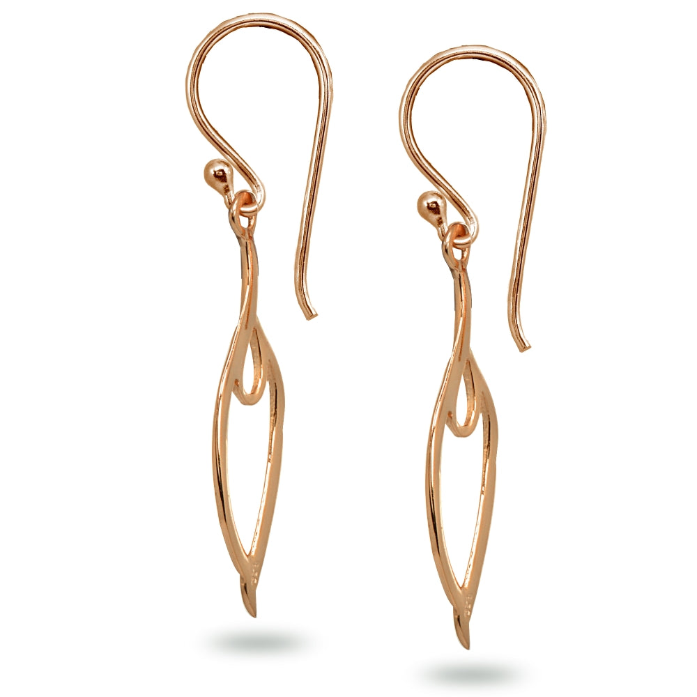 Rose Gold Flashed Sterling Silver Polished Abstract Evil Eye Dangle Earrings-2