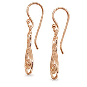 Rose Gold Flashed Sterling Silver Polished Heart Double Infinity Dangle Earrings