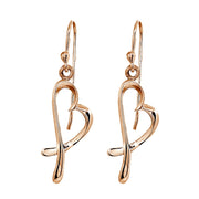 Rose Gold Flashed Sterling Silver Polished Heart Love Dangle Earrings