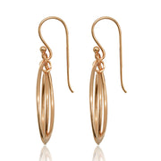 Rose Gold Flashed Sterling Silver Polished Layered Almond Shape Dangle Earrings