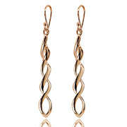 Rose Gold Flashed Sterling Silver Polished Infinity Swirl Twist Dangle Earrings