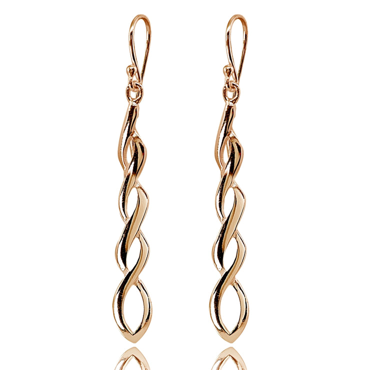 Rose Gold Flashed Sterling Silver Polished Infinity Swirl Twist Dangle Earrings