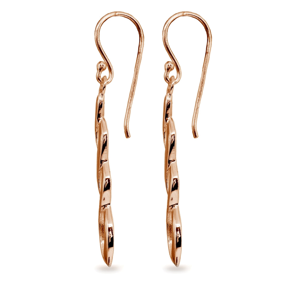 Rose Gold Flashed Sterling Silver Polished Infinity Swirl Twist Dangle Earrings-2