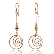 Rose Gold Flashed Sterling Silver Polished Spiral Swirl Beads Long Dangle Earrings