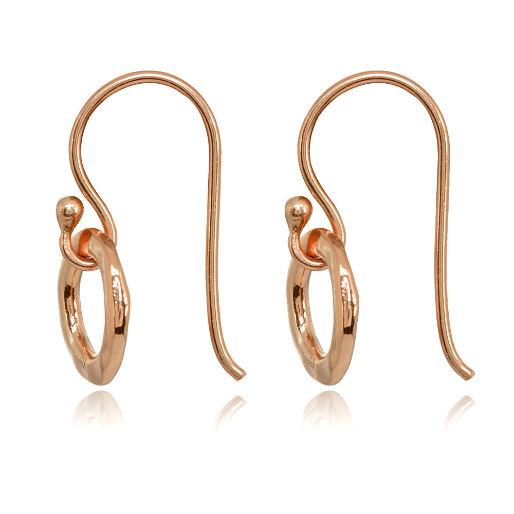 Rose Gold Flashed Sterling Silver Polished Small Circle Frontal Hoop Dangle Earrings-2