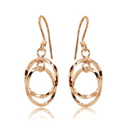 Rose Gold Flashed Sterling Silver Polished Interlocking Twist Hoop Circles Dangle Earrings