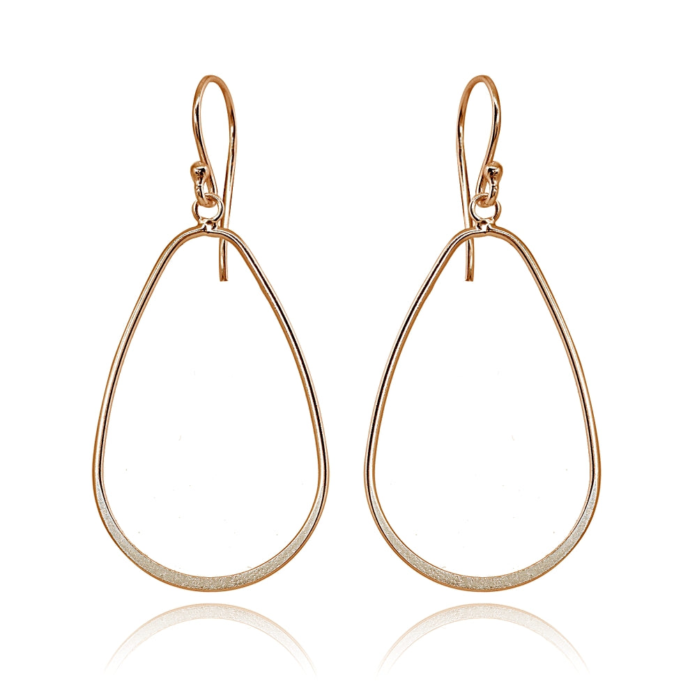 Rose Gold Flashed Sterling Silver Polished Open Teardrop Hoop Dangle Earrings