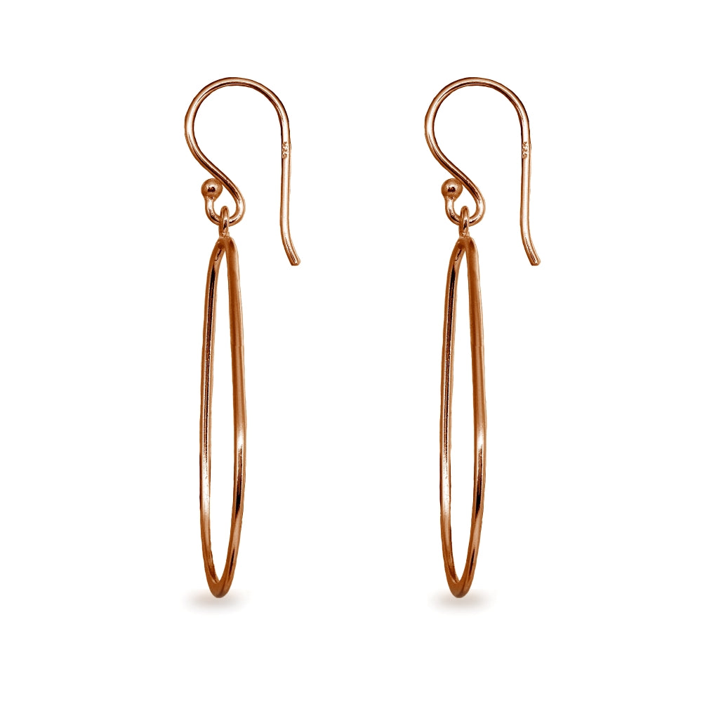 Rose Gold Flashed Sterling Silver Polished Open Teardrop Hoop Dangle Earrings-2