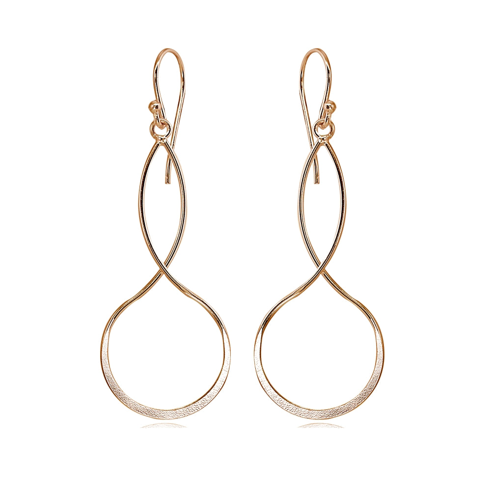 Rose Gold Flashed Sterling Silver Polished Infinity Symbol Marquise Shape Dangle Earrings