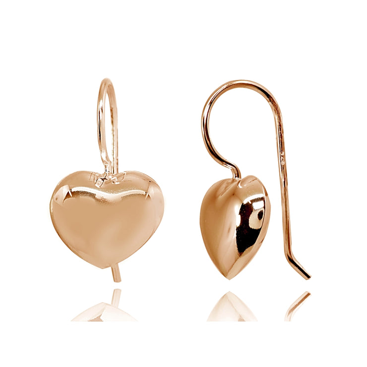 Rose Gold Flashed Sterling Silver Polished Heart Love Dainty Earrings