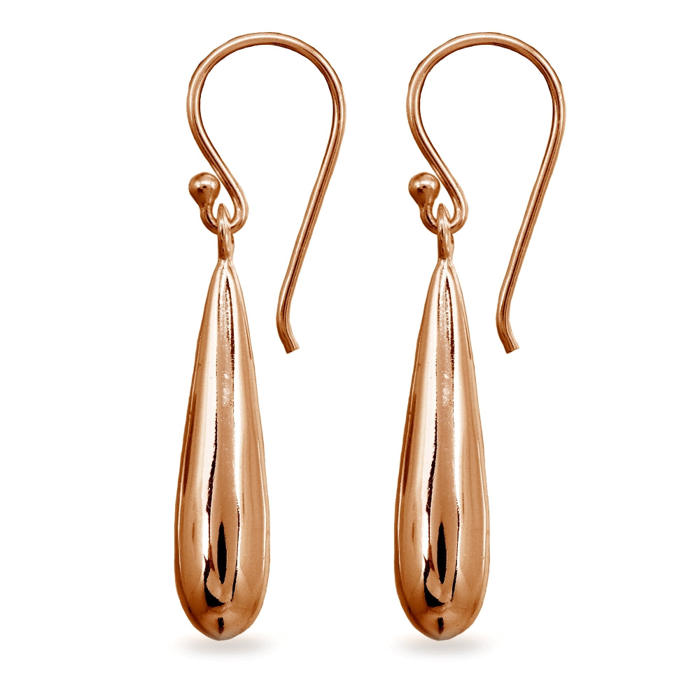 Rose Gold Flashed Sterling Silver Polished Teardrop Dangle Drop Earrings-2