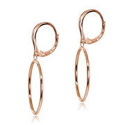 Rose Gold Flashed Sterling Silver Polished 30mm Frontal Hoop Circle Drop Dangle Leverback Earrings