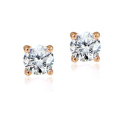 Rose Gold Tone over Sterling Silver 1/2ct Cubic Zirconia 4mm Round Stud Earrings