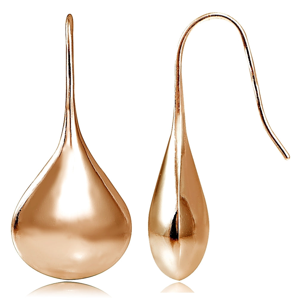 Rose Gold Tone over Sterling Silver Lotus Polished Drop Earrings