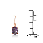 Rose Gold Flashed Sterling Silver Created Alexandrite 8x6mm Oval Leverback Earrings