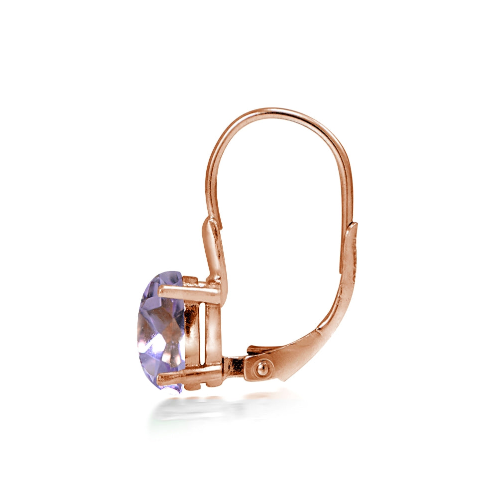 Rose Gold Flashed Sterling Silver Amethyst 8x6mm Oval Leverback Earrings-3