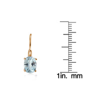 Rose Gold Flashed Sterling Silver Blue Topaz 8x6mm Oval Leverback Earrings