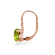 Rose Gold Flashed Sterling Silver Peridot 8x6mm Oval Leverback Earrings