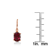Rose Gold Flashed Sterling Silver Created Ruby 8x6mm Oval Leverback Earrings