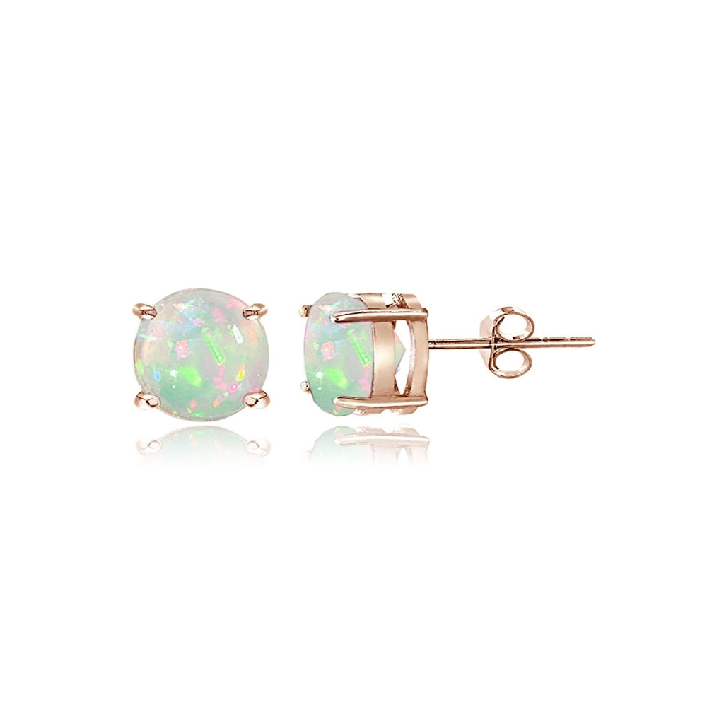 Rose Gold Tone over Sterling Silver 0.60ct Ethiopian Opal Stud Earrings, 5mm