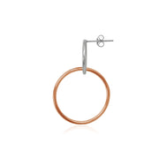 Two-Tone Rose Gold Flashed Sterling Silver Intertwined Open Circles Round Frontal Hoop Drop Earrings